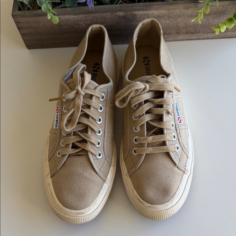 Superga Men's Beige Canvas Sneakers